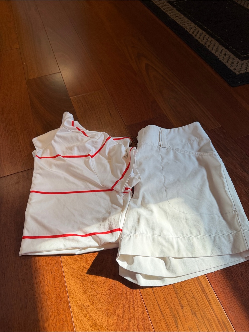 Nike White Polo Top with Red Stripes